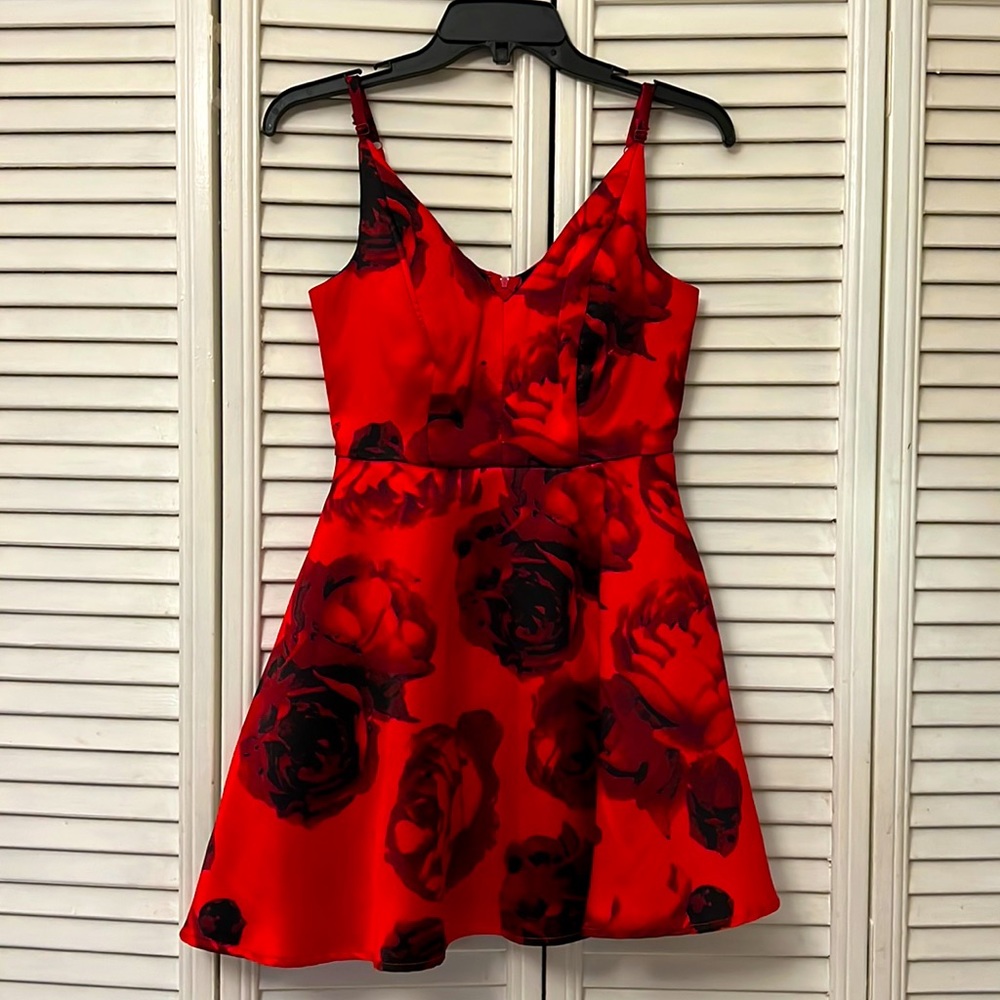 Red/black floral dress